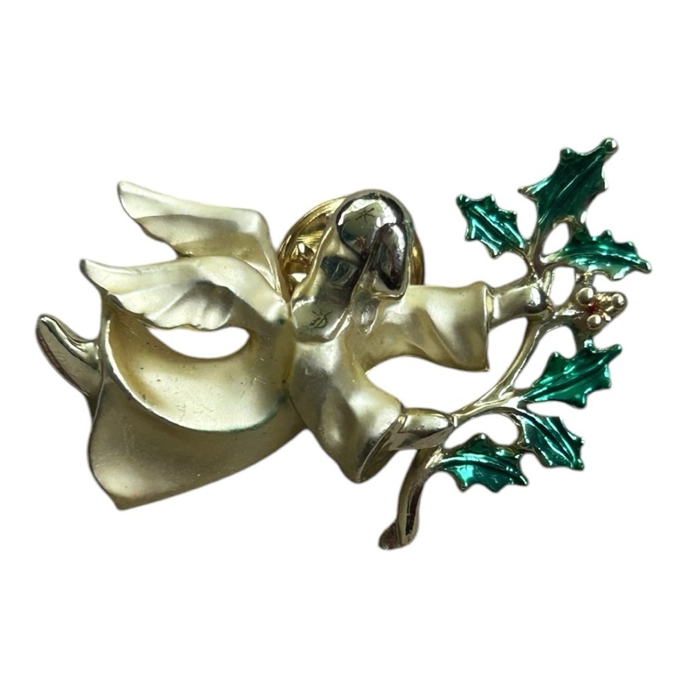 Vintage Giusti Gold Tone Angel pin brooch holiday pin jewelry faith Christmas